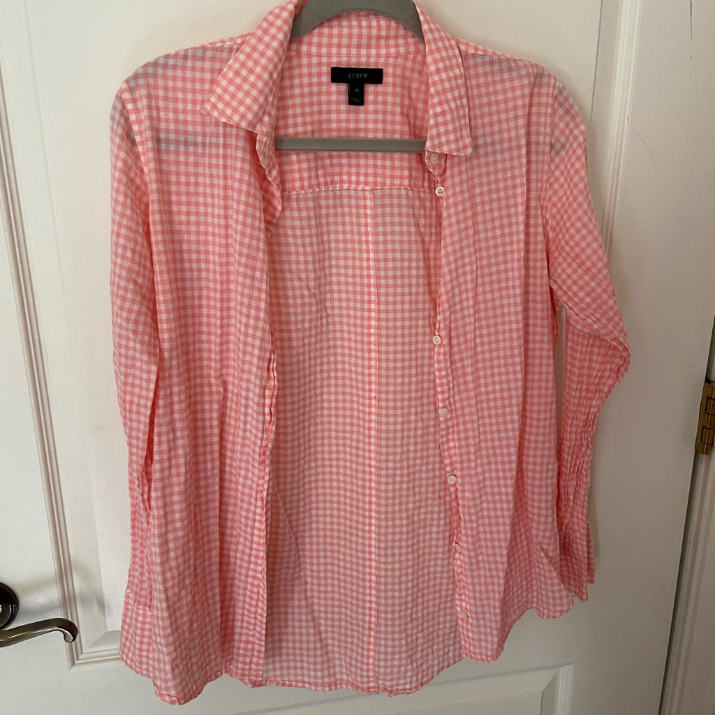 Jcrew Pink Gingham Button Down.